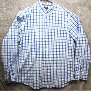 J.Crew Shirt Mens XL Blue Gingham Plaid Button Down Long Sleeve Cotton Collar